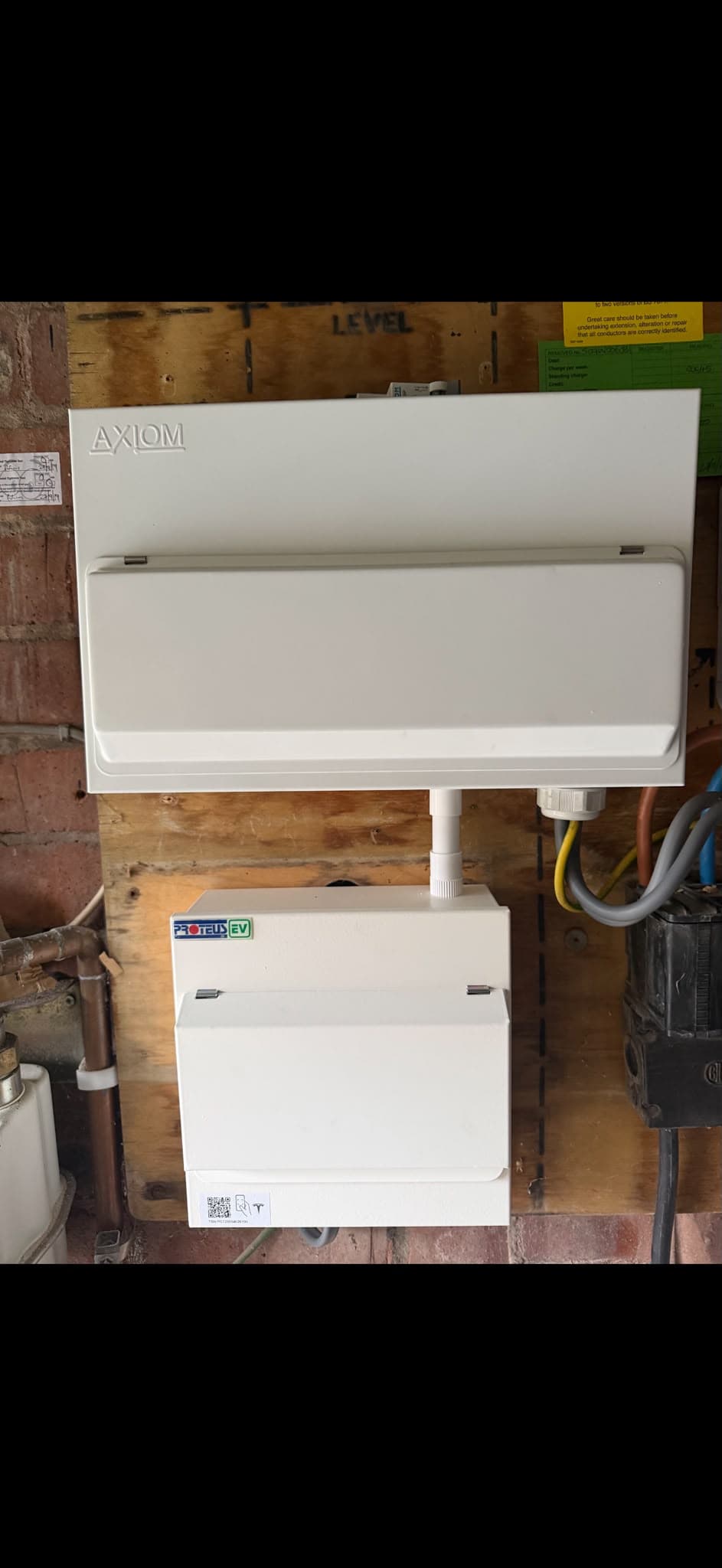 Newly-installed Axiom consumer unit and Proteus EV RCD board on a domestic installation