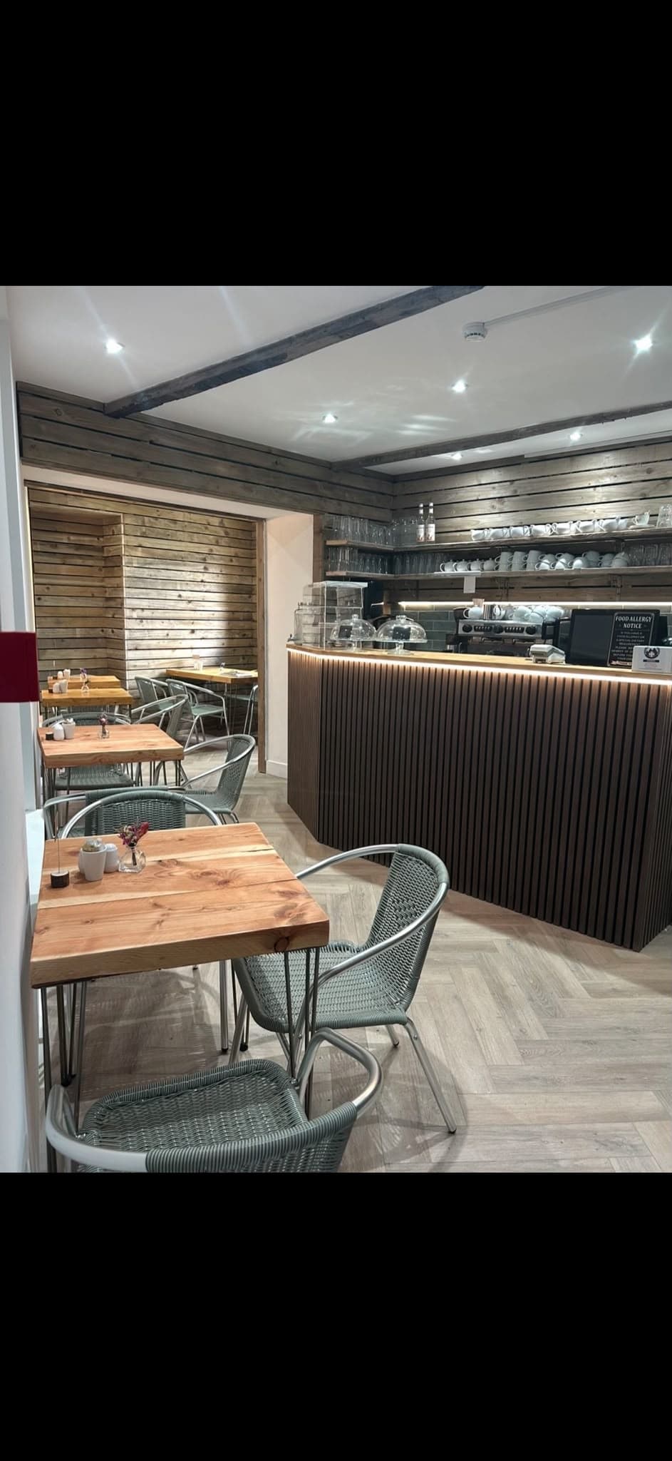 Completed recessed lighting installation in a commercial interior